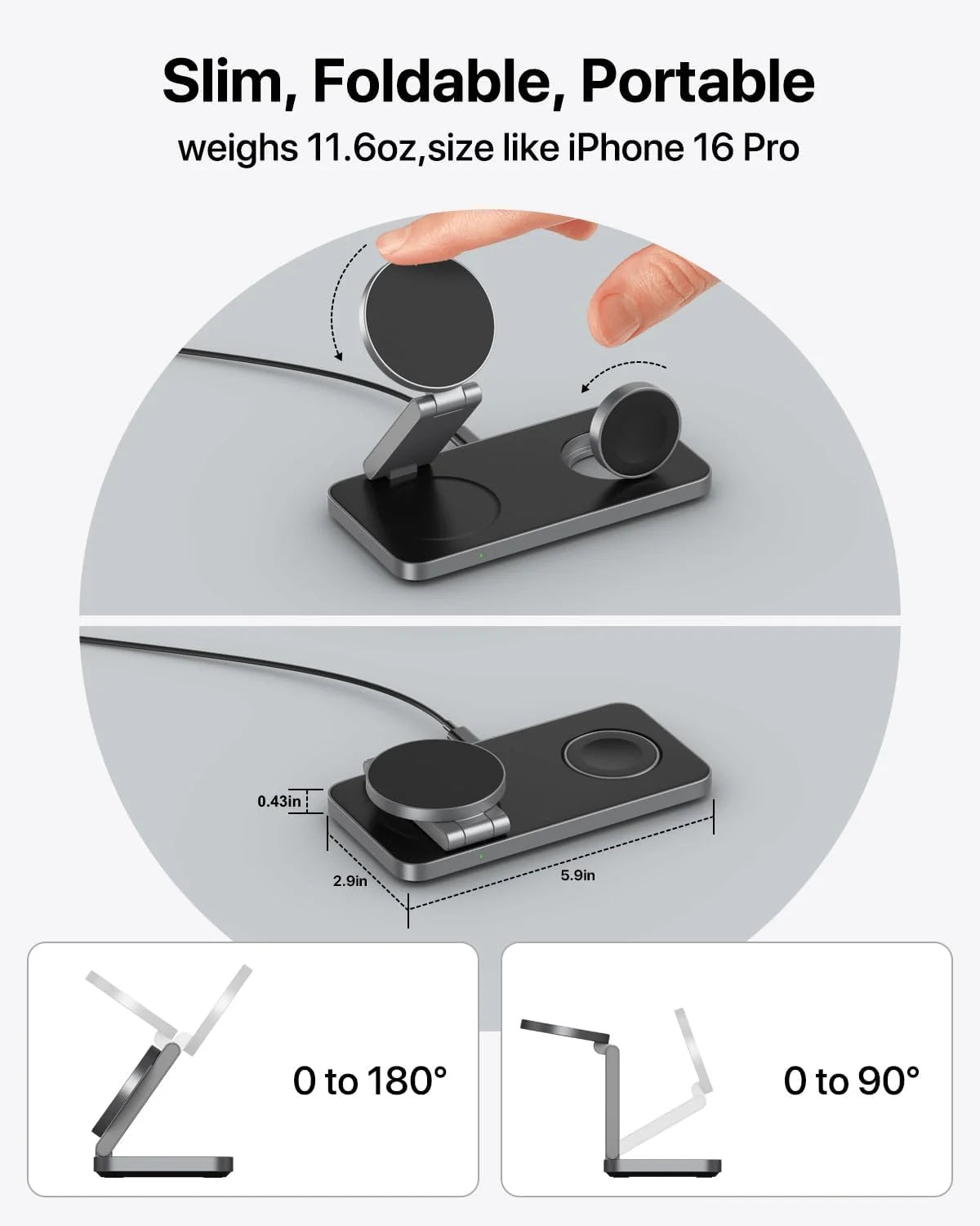 Foldable 3-in-1 Magnetic Wireless Charging Station