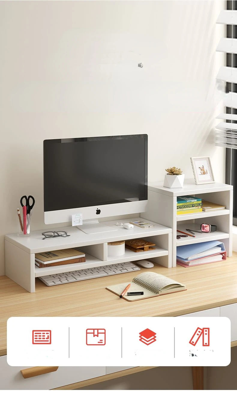 Ergonomic Monitor Riser Stand with Keyboard Storage & Desk Organizer
