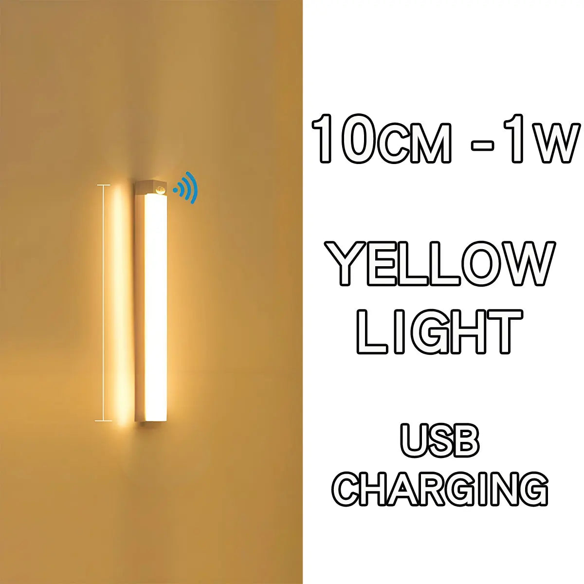 مصباح ليلي LED قابل لإعادة الشحن بمنفذ USB ومستشعر حركة – خافت، لاسلكي