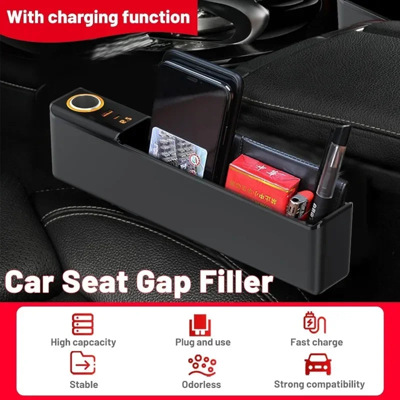 Car Seat Gap Filler Organizer with 52W Fast Charging & USB Ports