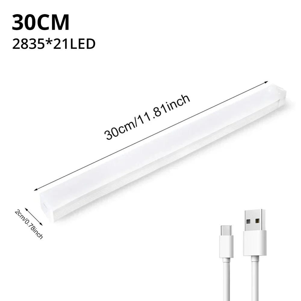 PIR Motion Sensor LED Bar Light – Magnetic Mount, USB Rechargeable, 10–50cm