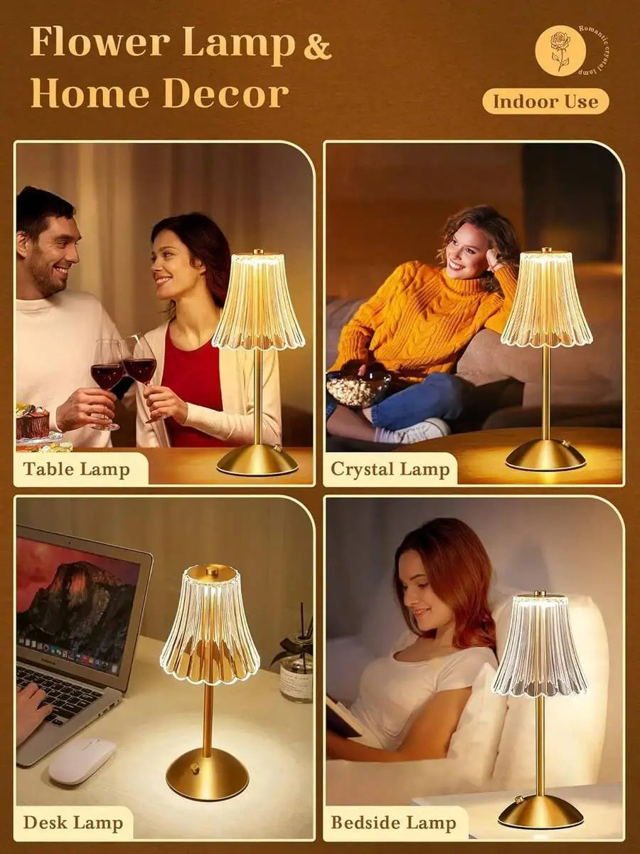 Cordless LED Table Lamp – USB Rechargeable, Gold Brass, Indoor/Outdoor