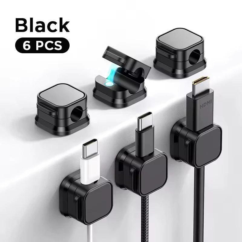 Adhesive Magnetic Cable Clips – Wire & Cord Organizer for Desk, Office & Home