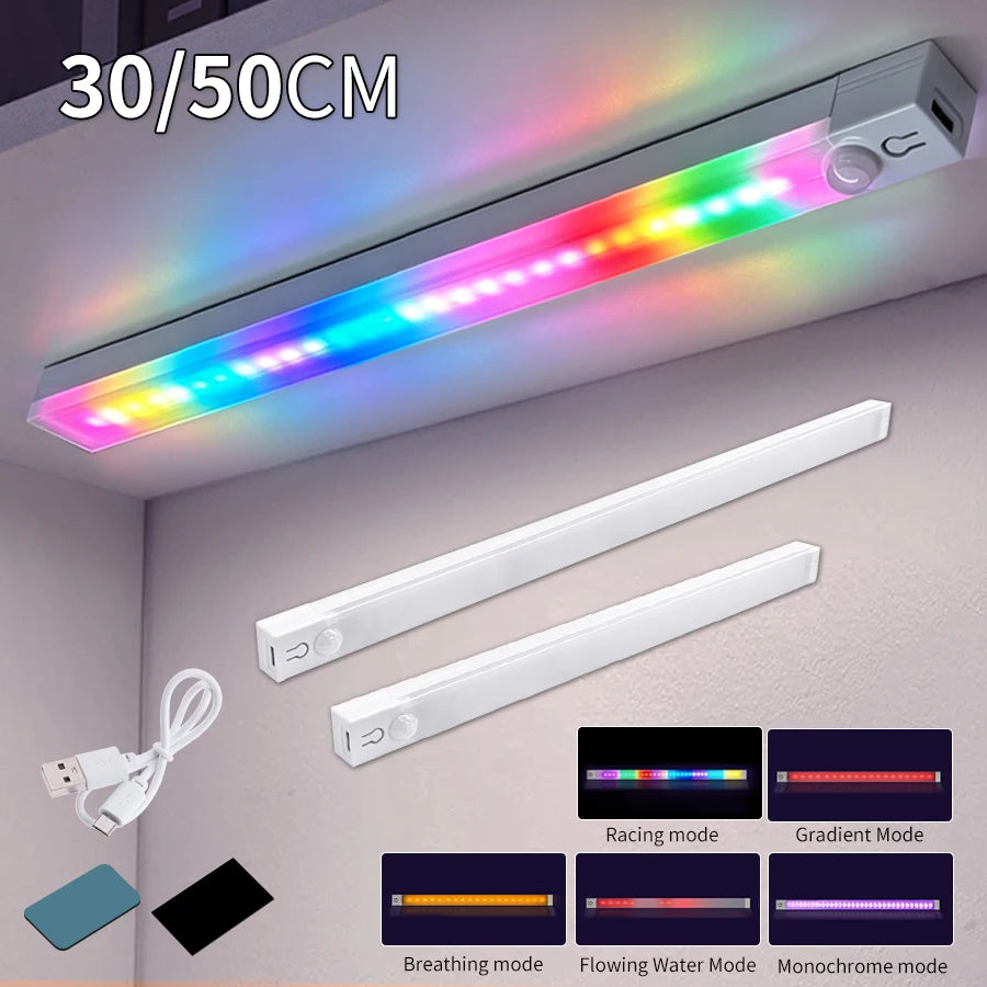 RGB Motion Sensor LED Light Bar – 5 Modes, Rechargeable, Gaming & Decor