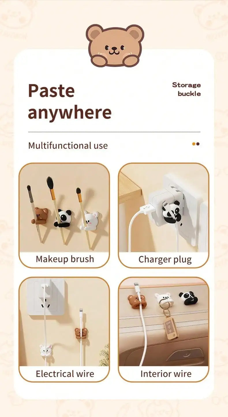 Cute Self-Adhesive Desktop Cable Winder Clips & Cord Holder