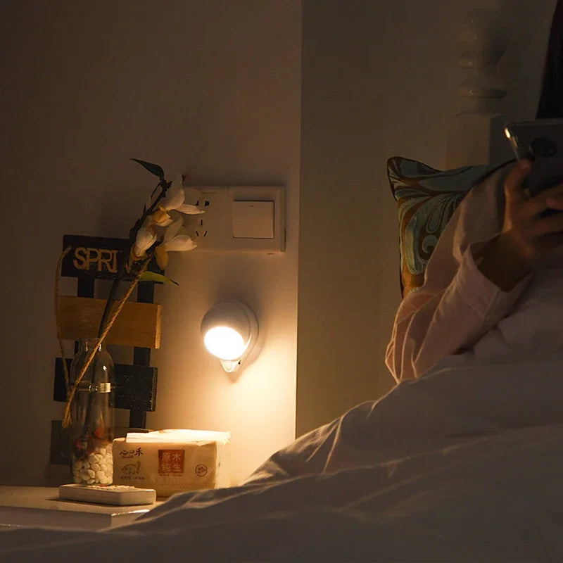 360° Motion Sensor LED Night Light – Touch Dimming, USB Rechargeable