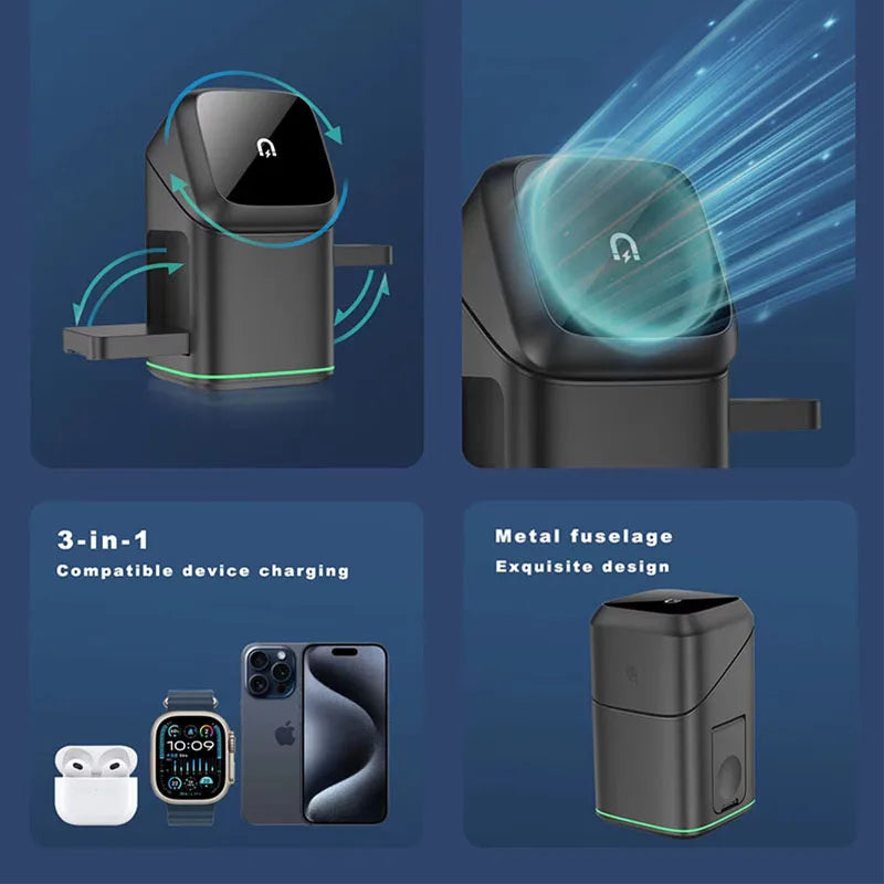 Qi2 3-in-1 Magnetic Wireless Charger with Auto-Rotation