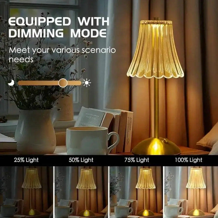 Cordless LED Table Lamp – USB Rechargeable, Gold Brass, Indoor/Outdoor