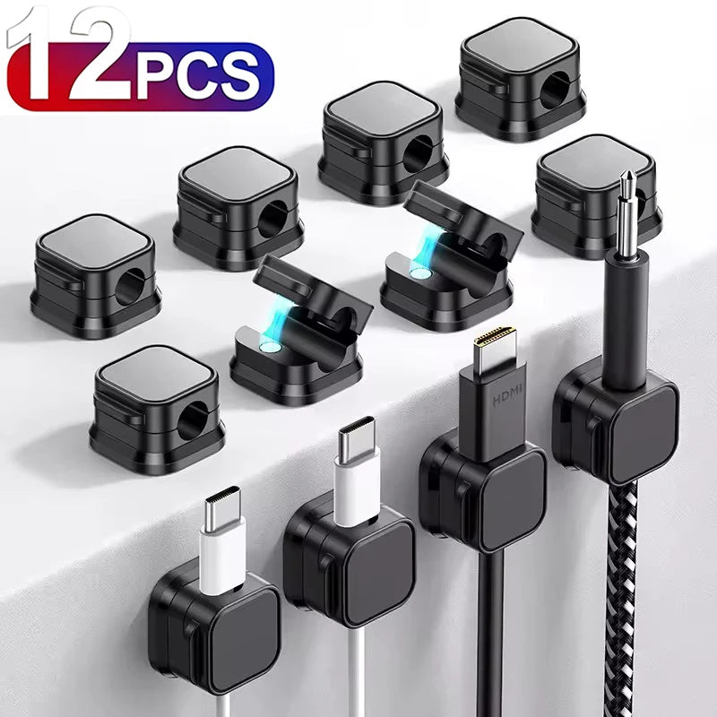 Adhesive Magnetic Cable Clips – Wire & Cord Organizer for Desk, Office & Home