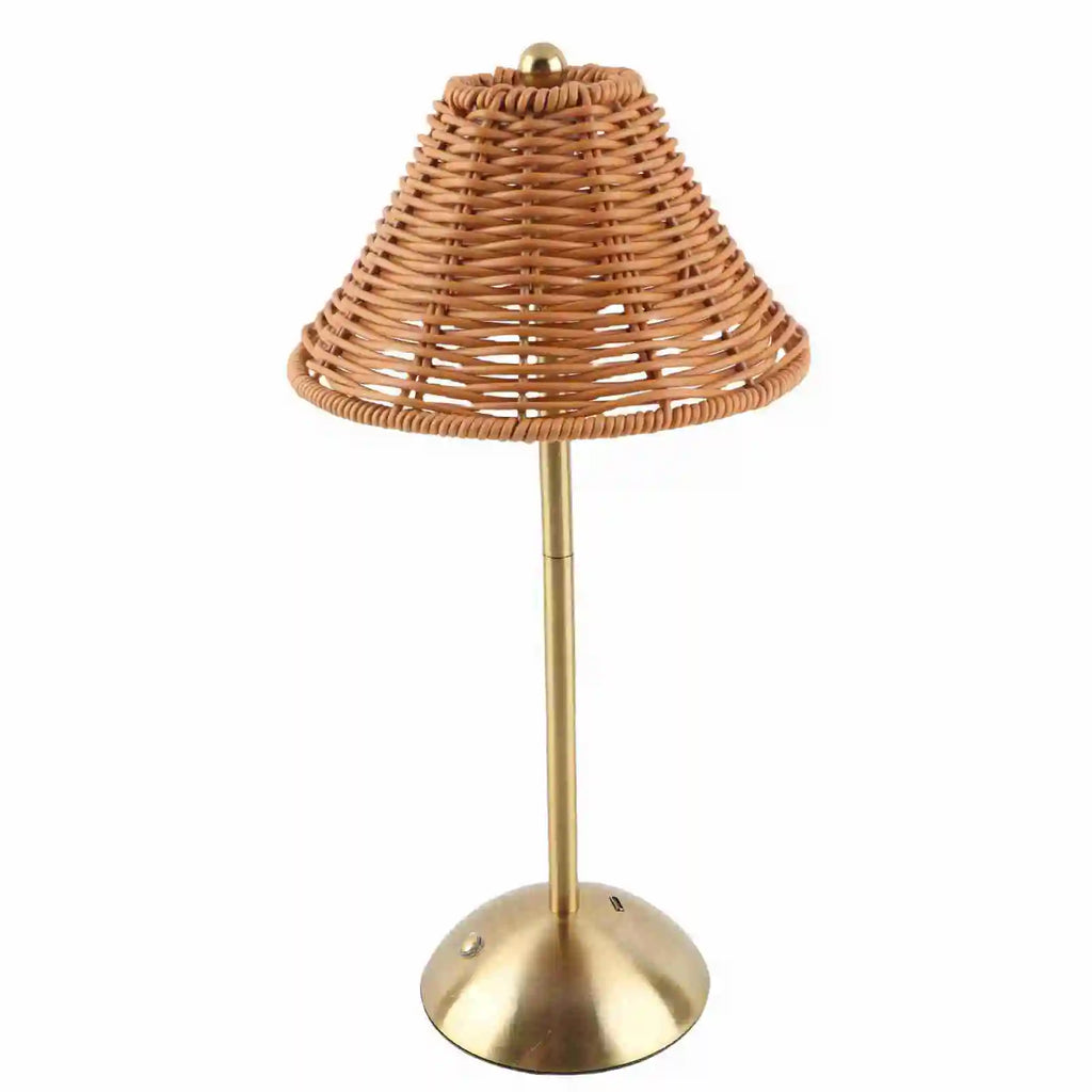 Cordless Boho Rattan Table Lamp – Dimmable LED, USB-C Rechargeable, Home & Restaurant