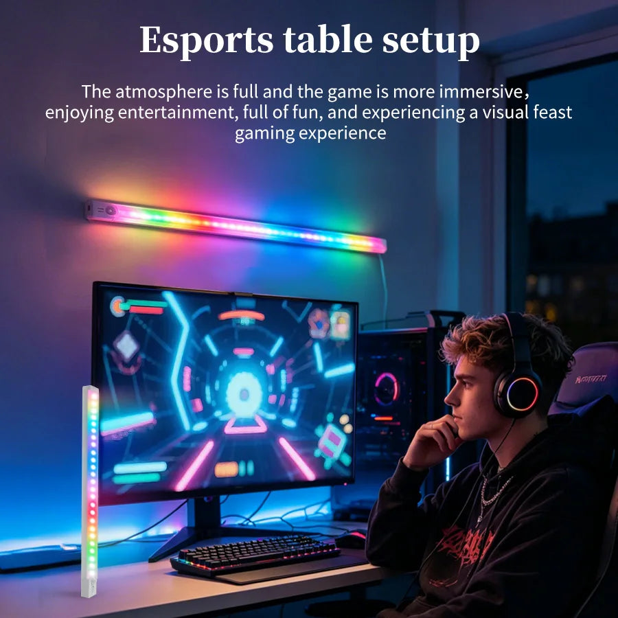 RGB Motion Sensor LED Light Bar – 5 Modes, Rechargeable, Gaming & Decor