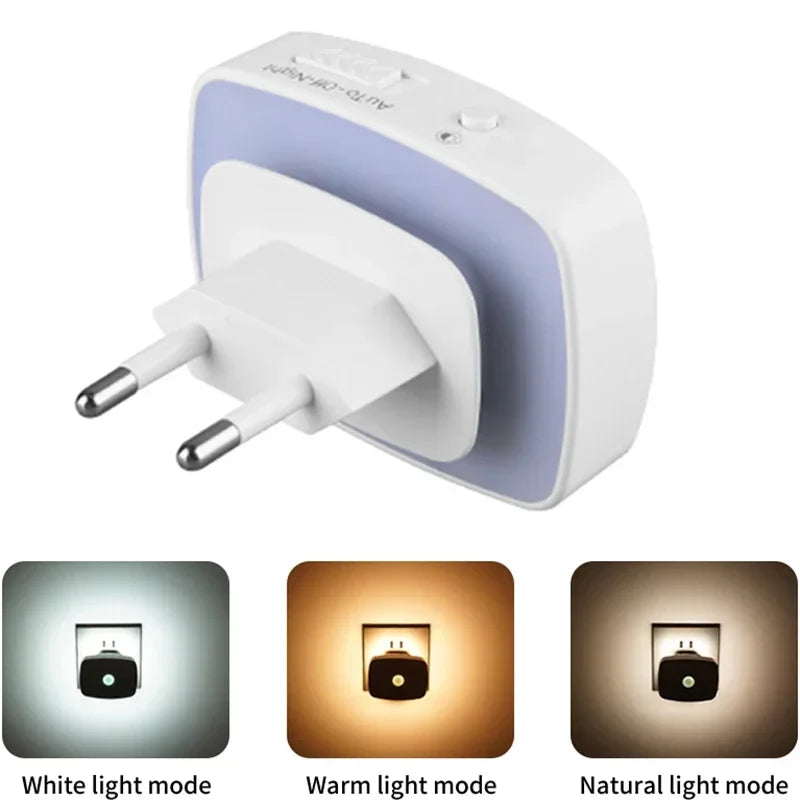 Motion Sensor LED Night Light – Smart Infrared Wall Plug, EU/US, 3 Colors
