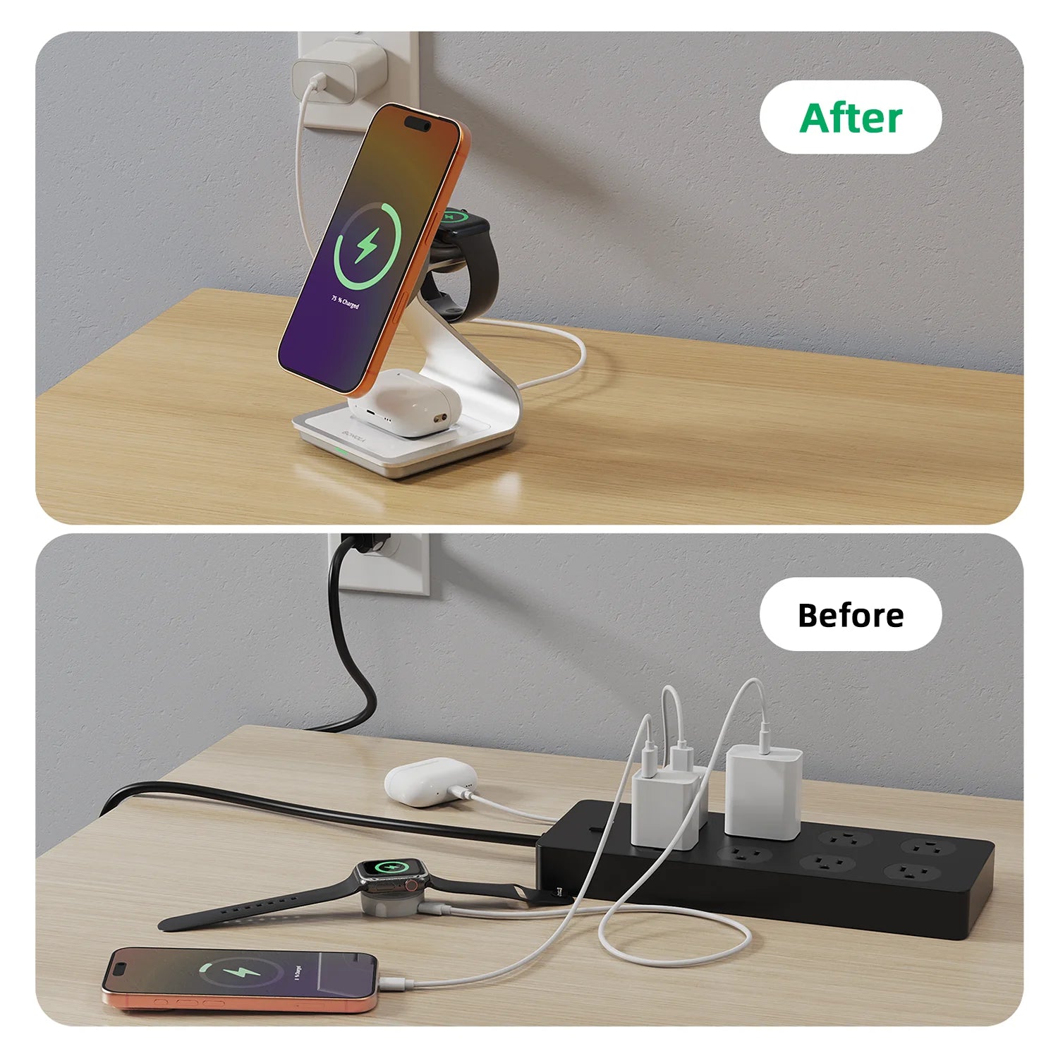 Bonola 30W Magnetic 3-in-1 Wireless Charger – iPhone, Apple Watch & AirPods Charging Station