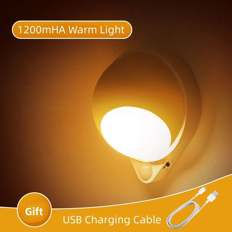 مصباح ليلي LED بمستشعر حركة 360 درجة – تعتيم باللمس، قابل لإعادة الشحن عبر USB