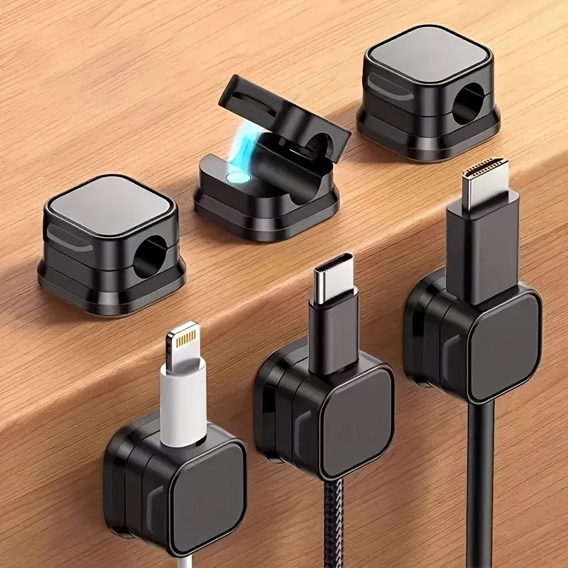 Magnetic Cable Clips – Desk Cord Organizer & Wire Holder (6-Pack)