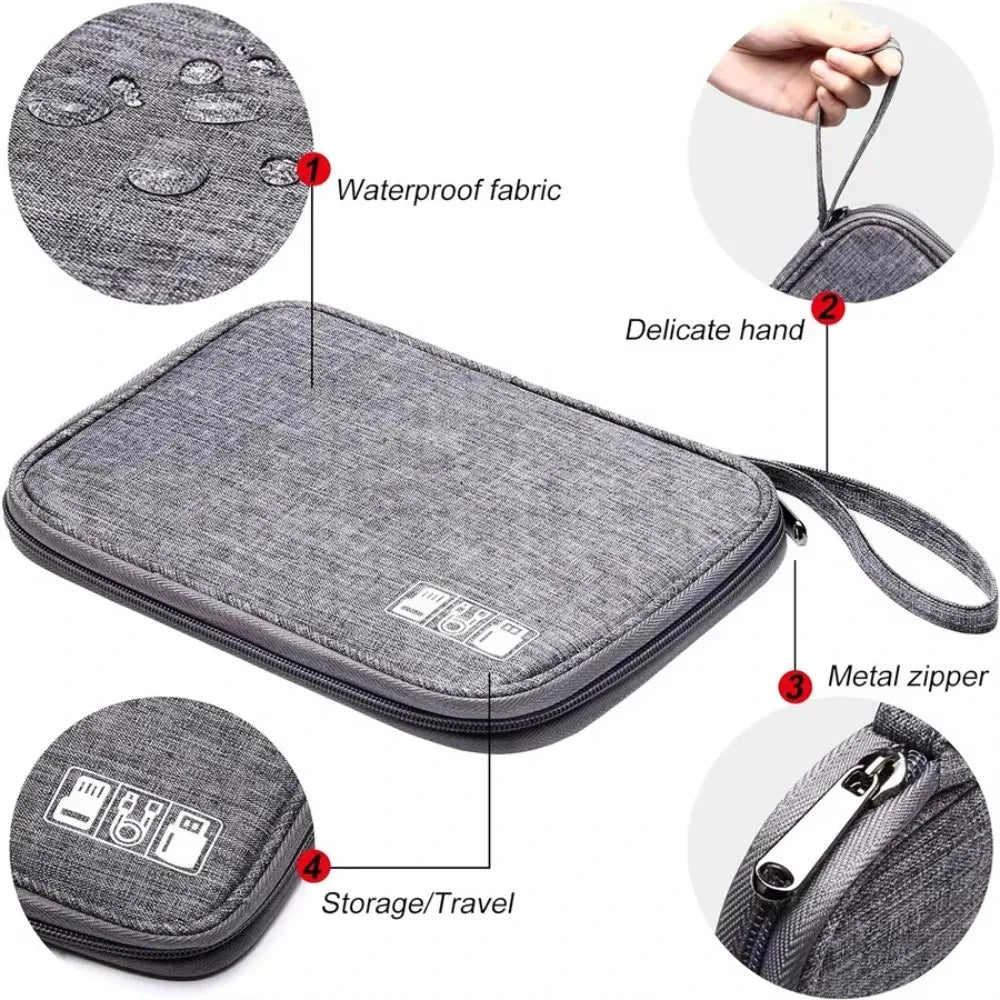 Waterproof Portable Electronic Accessory Organizer Bag for Cables & Chargers