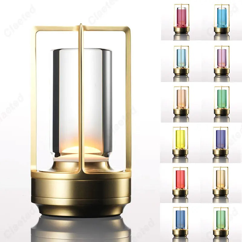 Industrial Cordless Table Lamp – RGB & 3-Color LED, Metal, Indoor & Outdoor