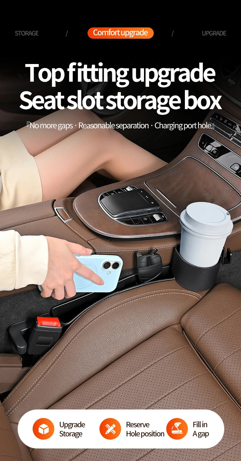 Car Seat Gap Filler Organizer | Cup Holder & Hook | TPE | 2-Pack