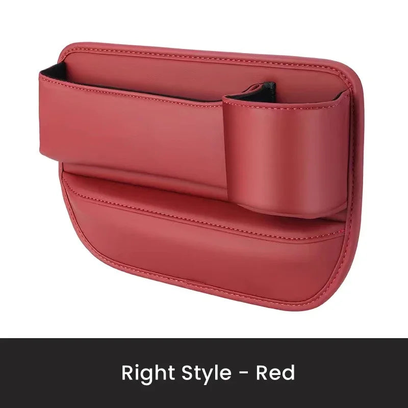 PU Leather Car Console Crevice Storage Box – Seat Gap Organizer with Cup Holder