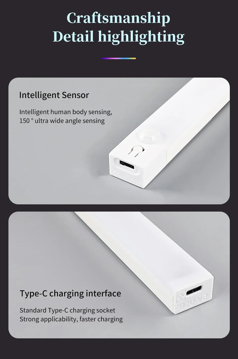 RGB Motion Sensor LED Light Bar – 5 Modes, Rechargeable, Gaming & Decor