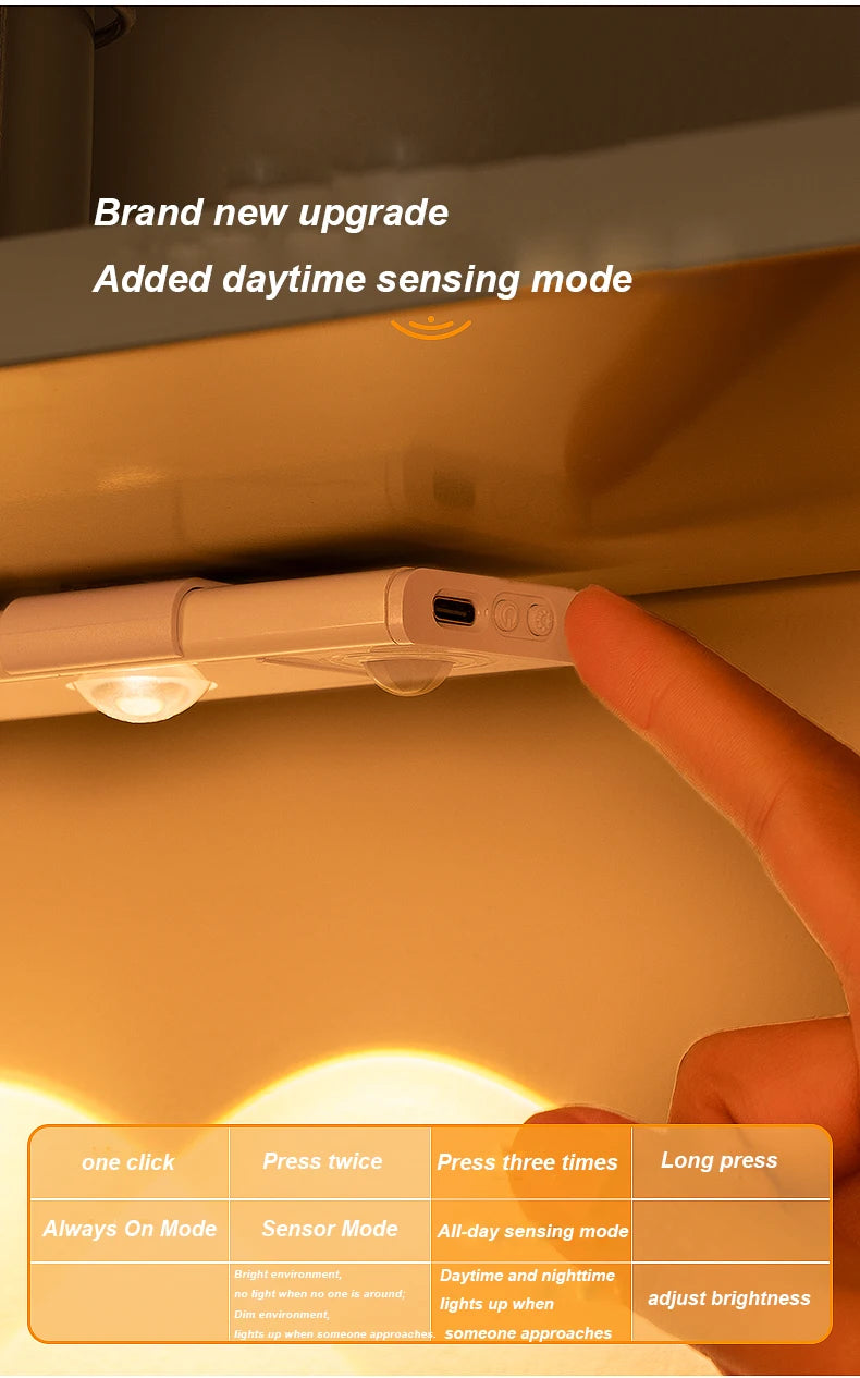 Wireless Motion Sensor LED Cabinet Light – 3 Color Temps, USB Rechargeable