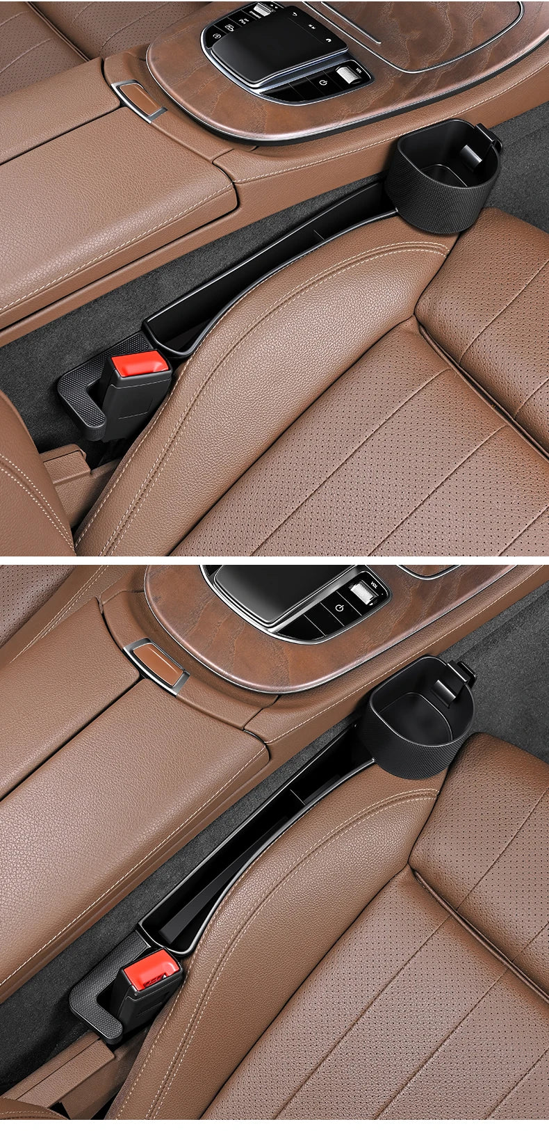 Car Seat Gap Filler Organizer | Cup Holder & Hook | TPE | 2-Pack