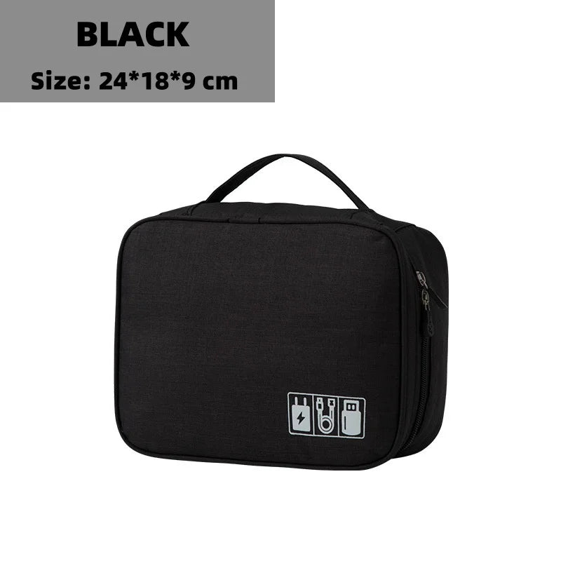 Waterproof Oxford Cable Storage Bag – Portable USB & Charger Travel Organizer