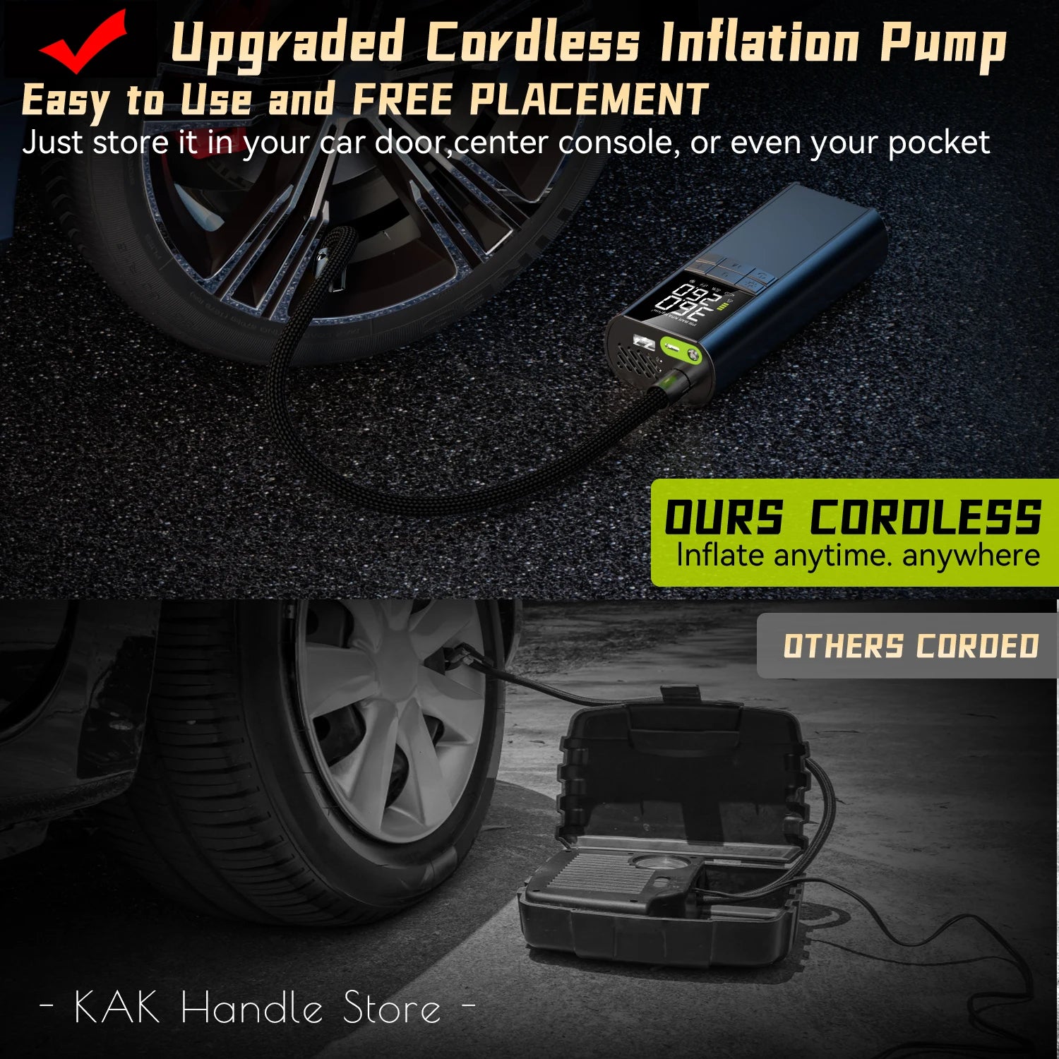Portable Tire Inflator – 150 PSI Air Compressor with 8000mAh Battery & Auto Shutoff