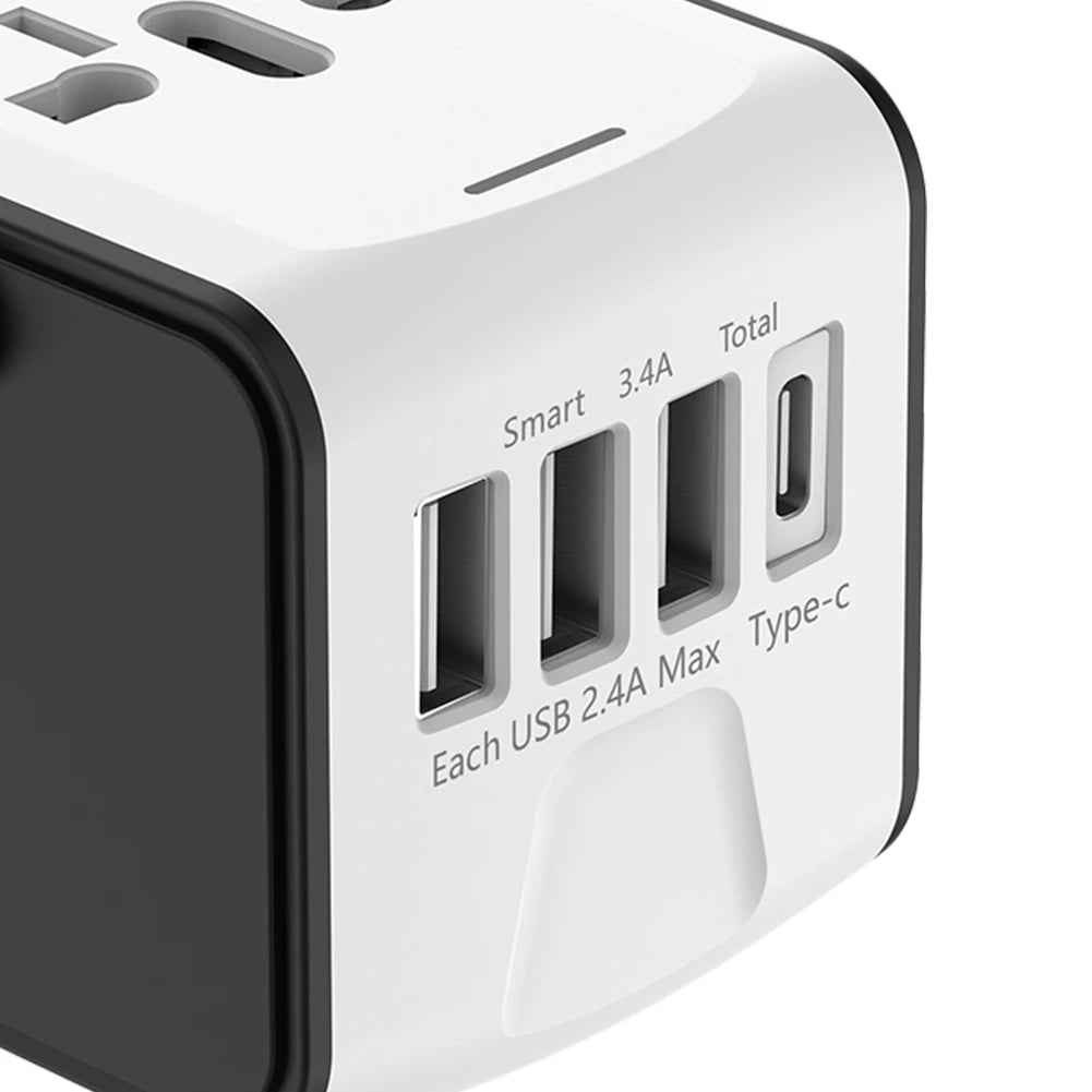 Universal Travel Adapter – 4-Port USB & USB-C | 160+ Countries