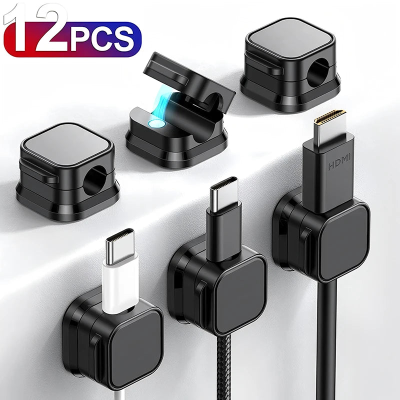 Adhesive Magnetic Cable Clips – Wire & Cord Organizer for Desk, Office & Home