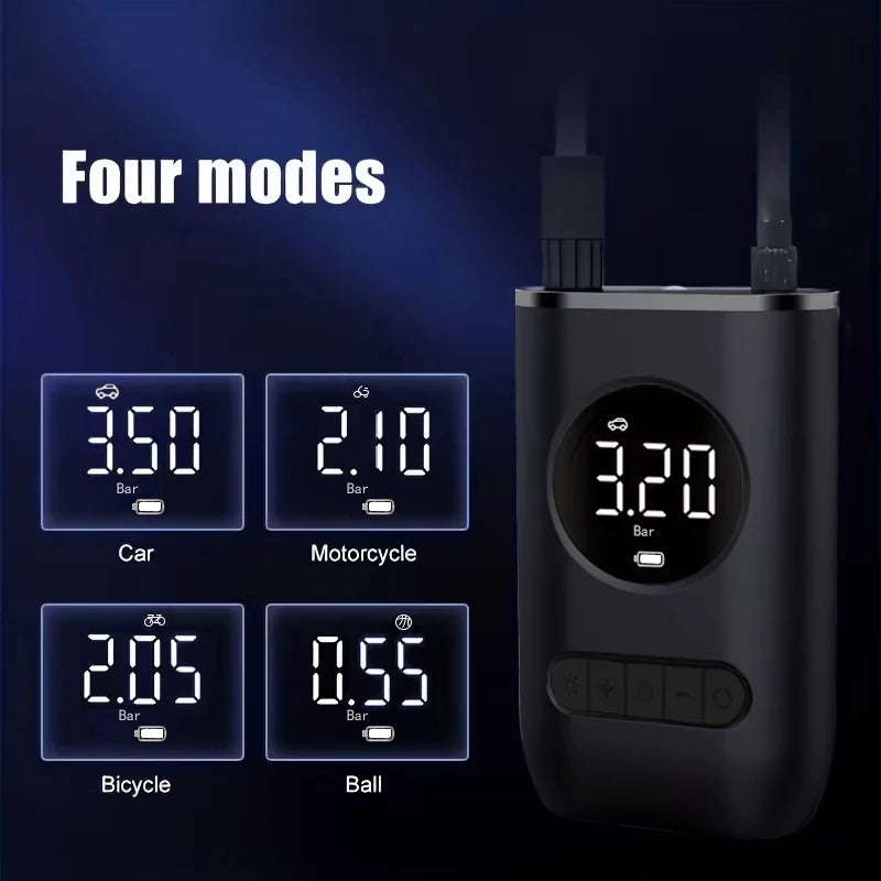 Wireless Tire Inflator – Lithium Battery Air Pump with LED Light & USB Charging Port