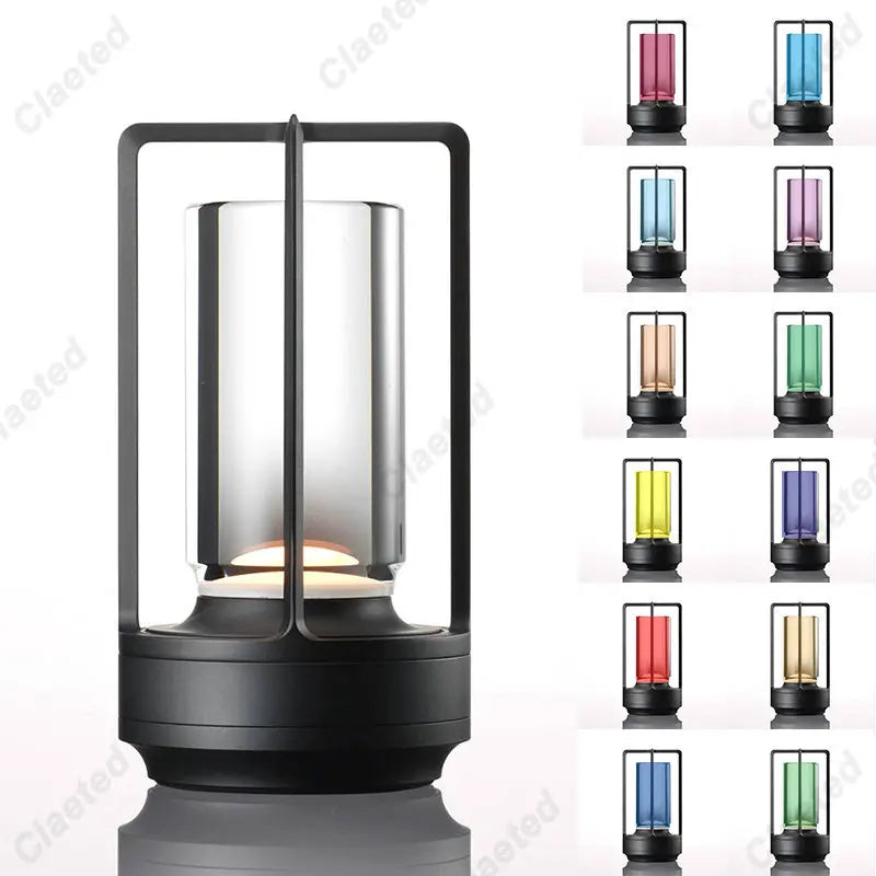 Industrial Cordless Table Lamp – RGB & 3-Color LED, Metal, Indoor & Outdoor