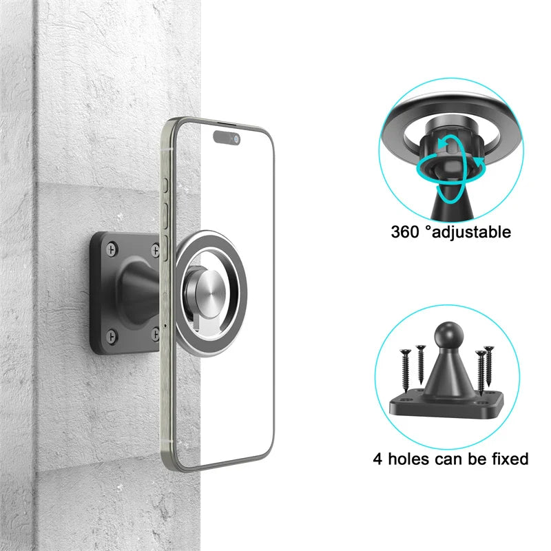 Magnetic Wall Mount Phone Holder – 360° Rotation, Universal Fit for Truck, Car, Boat & Desk