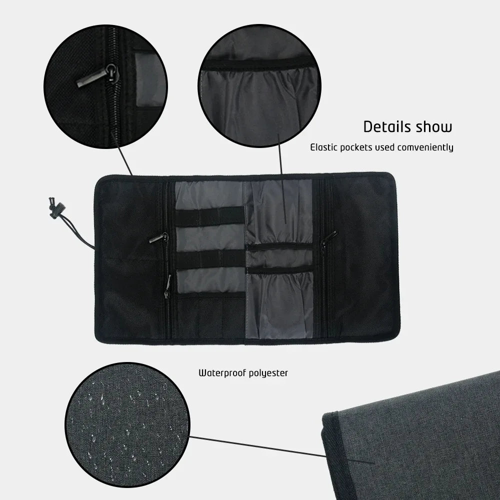 Travel Electronics Organizer Bag with Roll-Up Cable Pouch