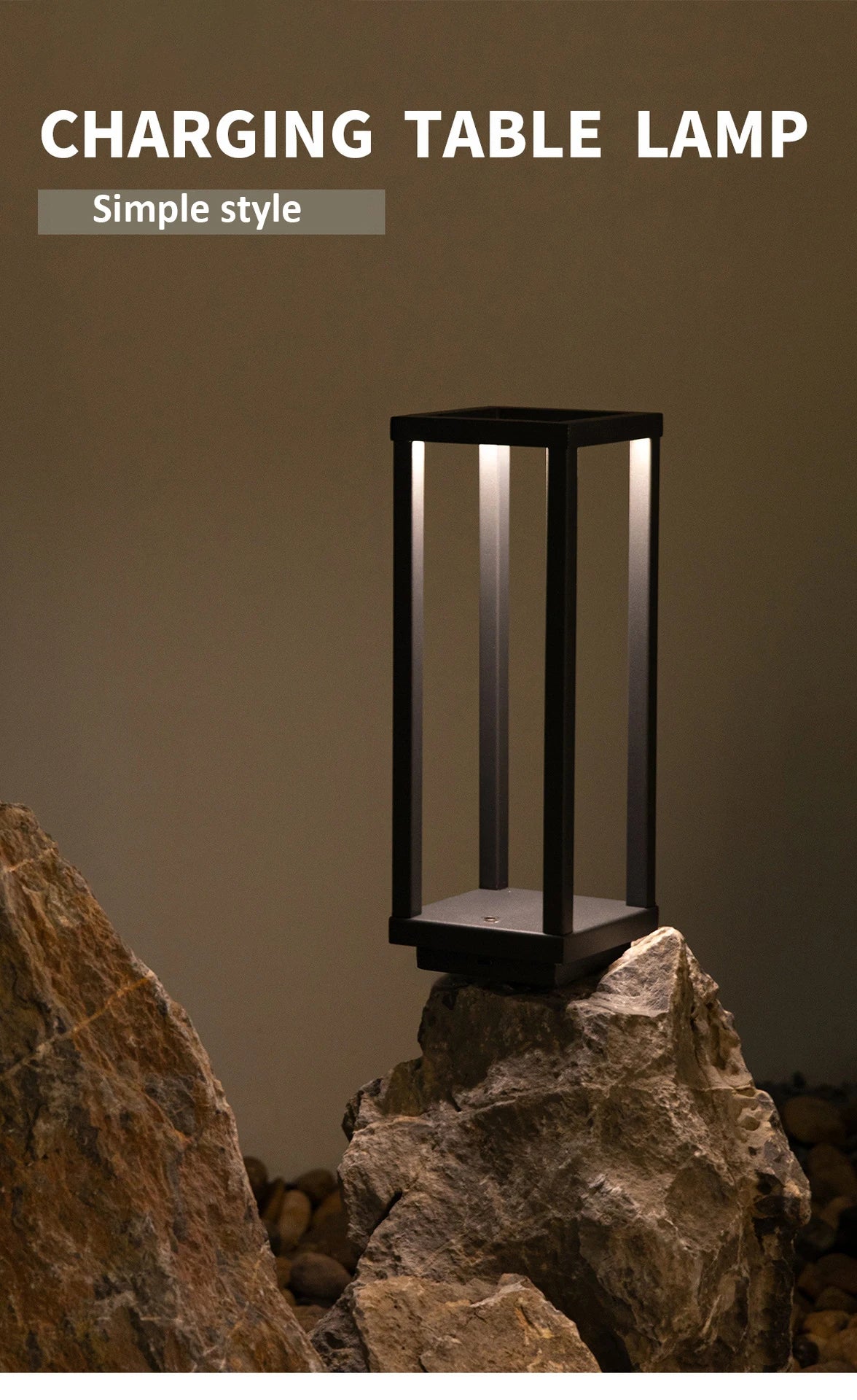 Cordless Aluminum Table Lamp – Touch Sensor, 3-Level Dimming, 24-Hour Battery
