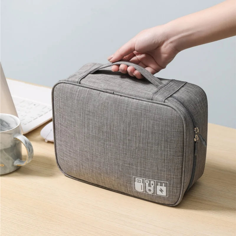 Waterproof Oxford Cable Storage Bag – Portable USB & Charger Travel Organizer