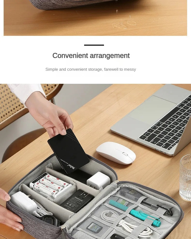 Large Capacity Multifunctional Electronic Organizer Travel Bag for Power Bank & Cables