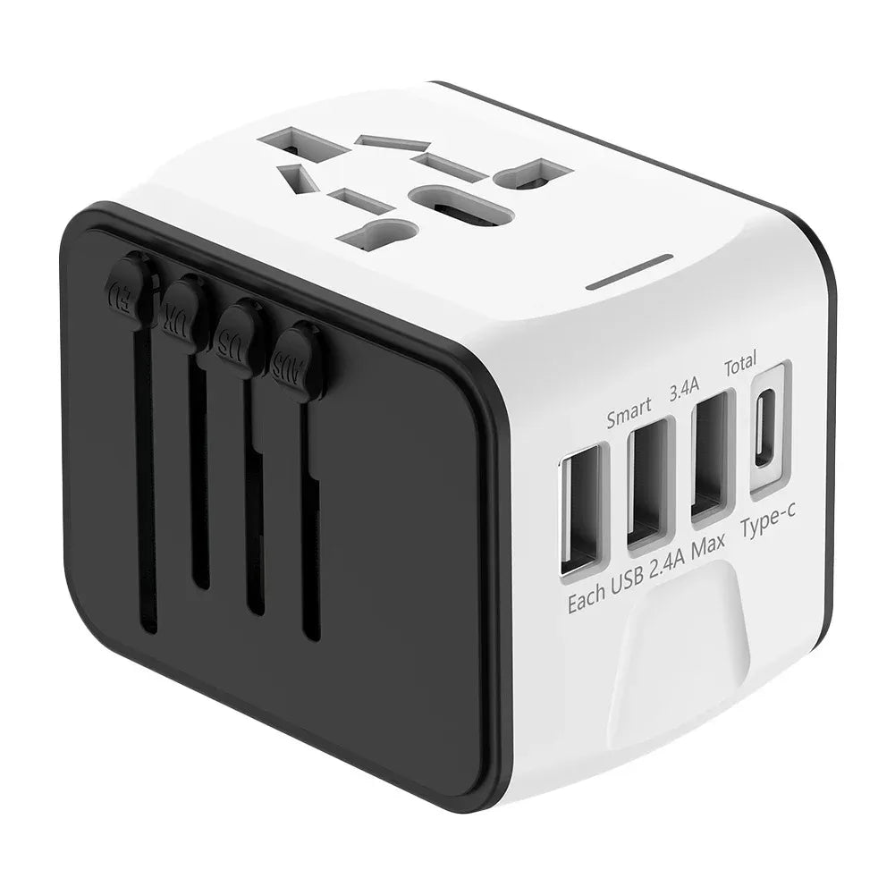 محول سفر عالمي – 4 منافذ USB ومنفذ USB-C | لأكثر من 160 دولة