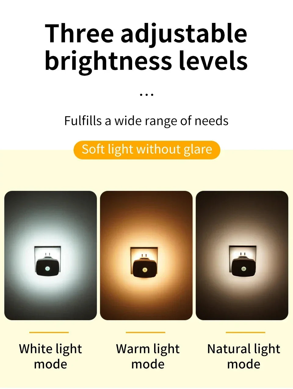 Motion Sensor LED Night Light – Smart Infrared Wall Plug, EU/US, 3 Colors