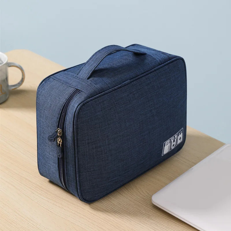 Waterproof Oxford Cable Storage Bag – Portable USB & Charger Travel Organizer