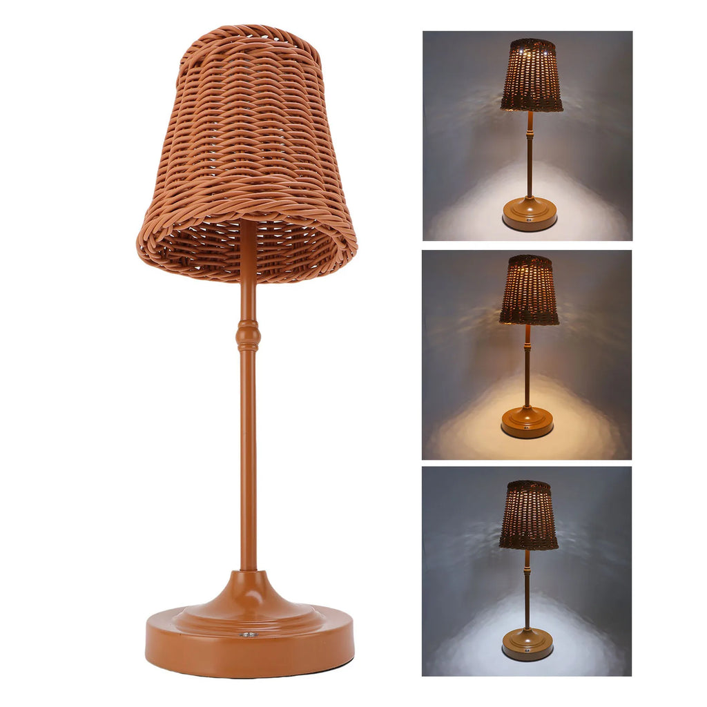 Rattan Cordless Table Lamp – Dimmable LED, Touch Control, Indoor & Outdoor