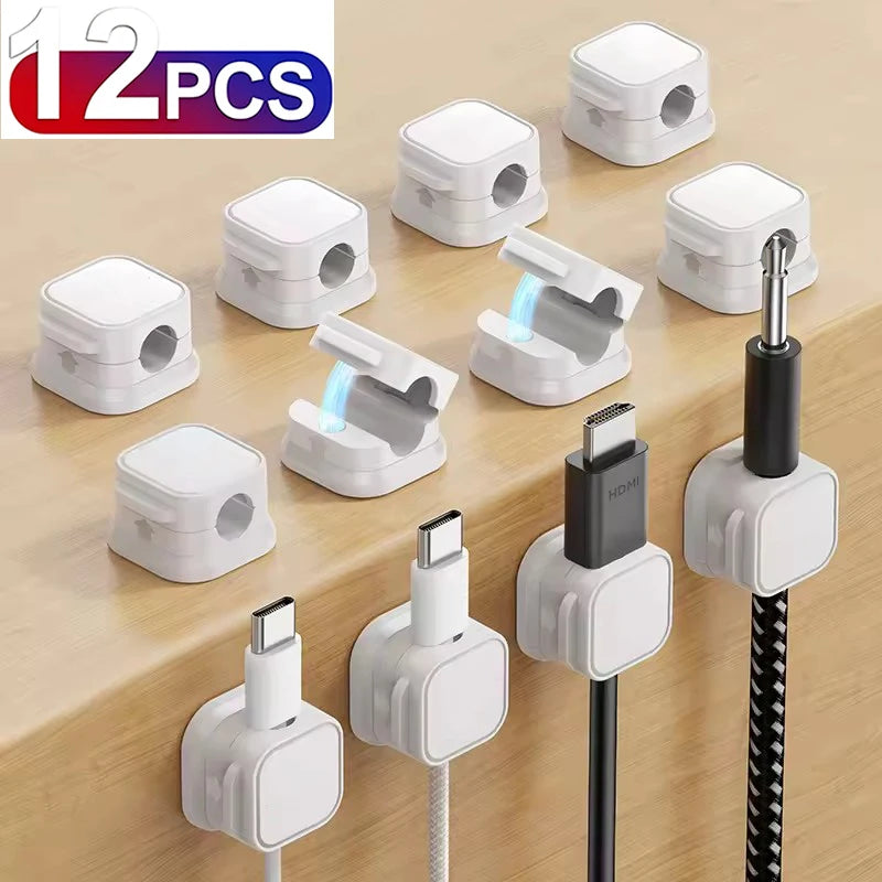 Adhesive Magnetic Cable Clips – Wire & Cord Organizer for Desk, Office & Home