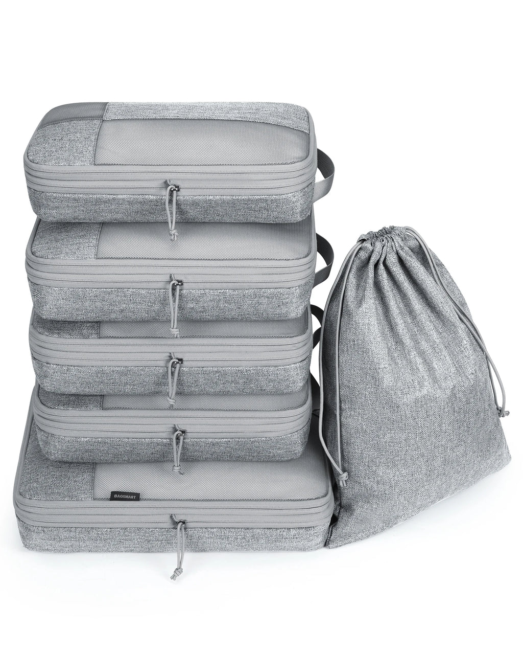 BAGSMART 6-Piece Compression Packing Cubes Set – Expandable Travel Luggage Organizer with Shoe Bag