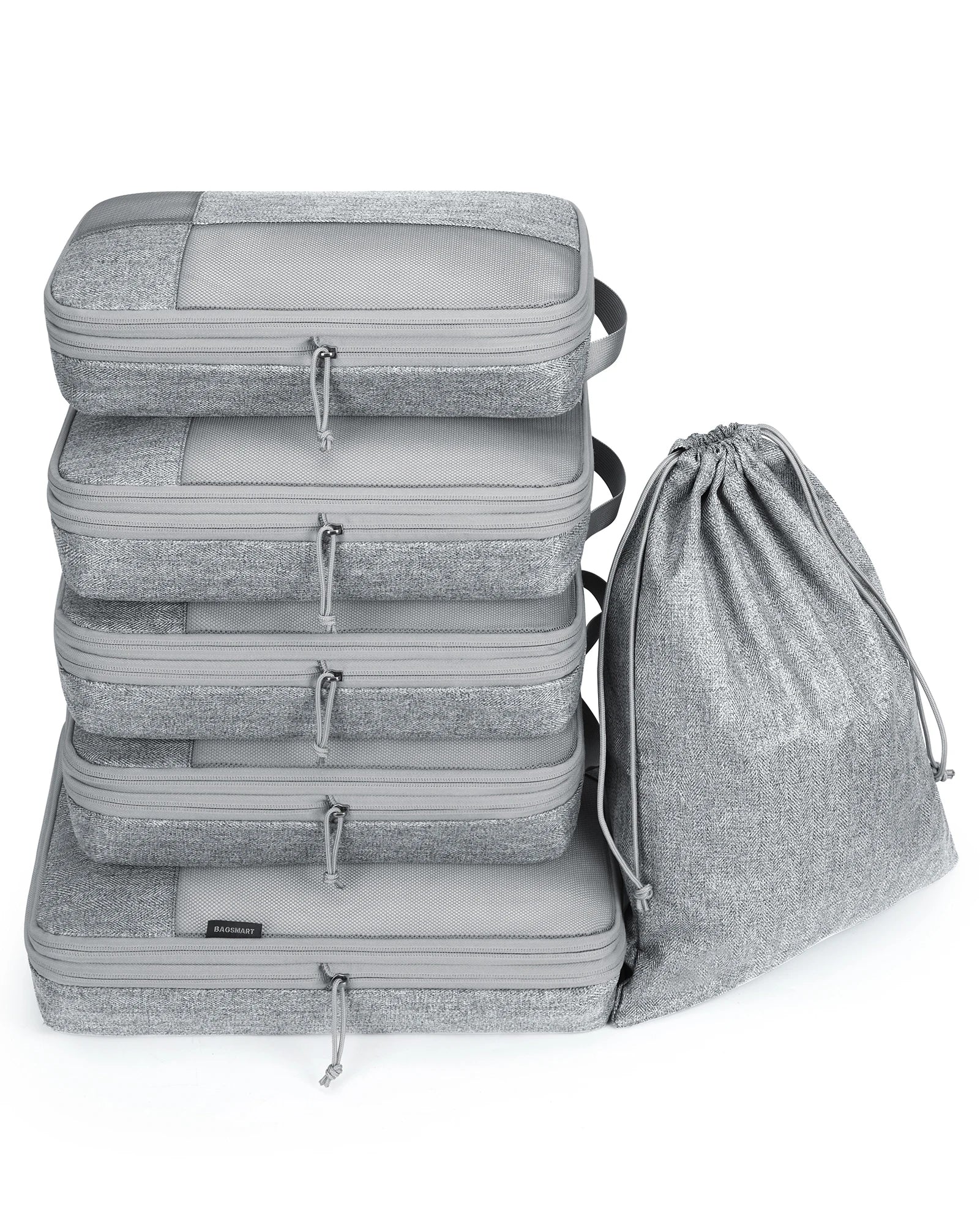 BAGSMART 6-Piece Compression Packing Cubes Set – Expandable Travel Luggage Organizer with Shoe Bag