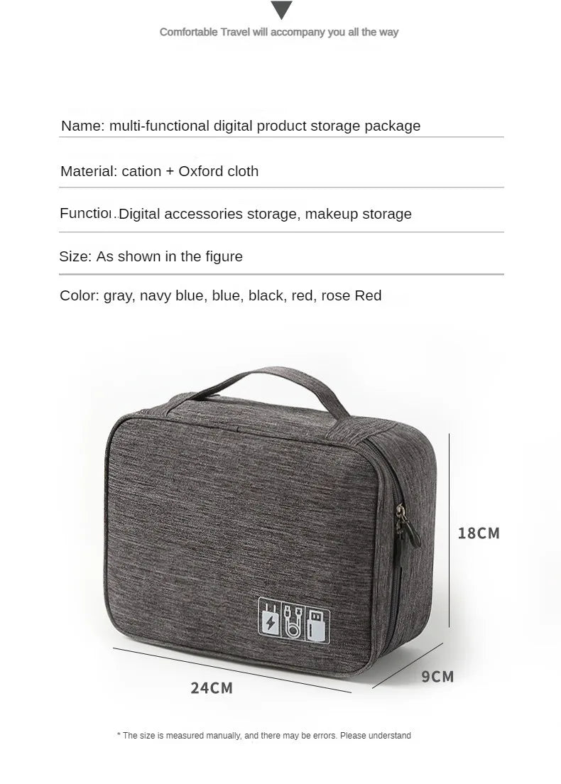 Large Capacity Multifunctional Electronic Organizer Travel Bag for Power Bank & Cables