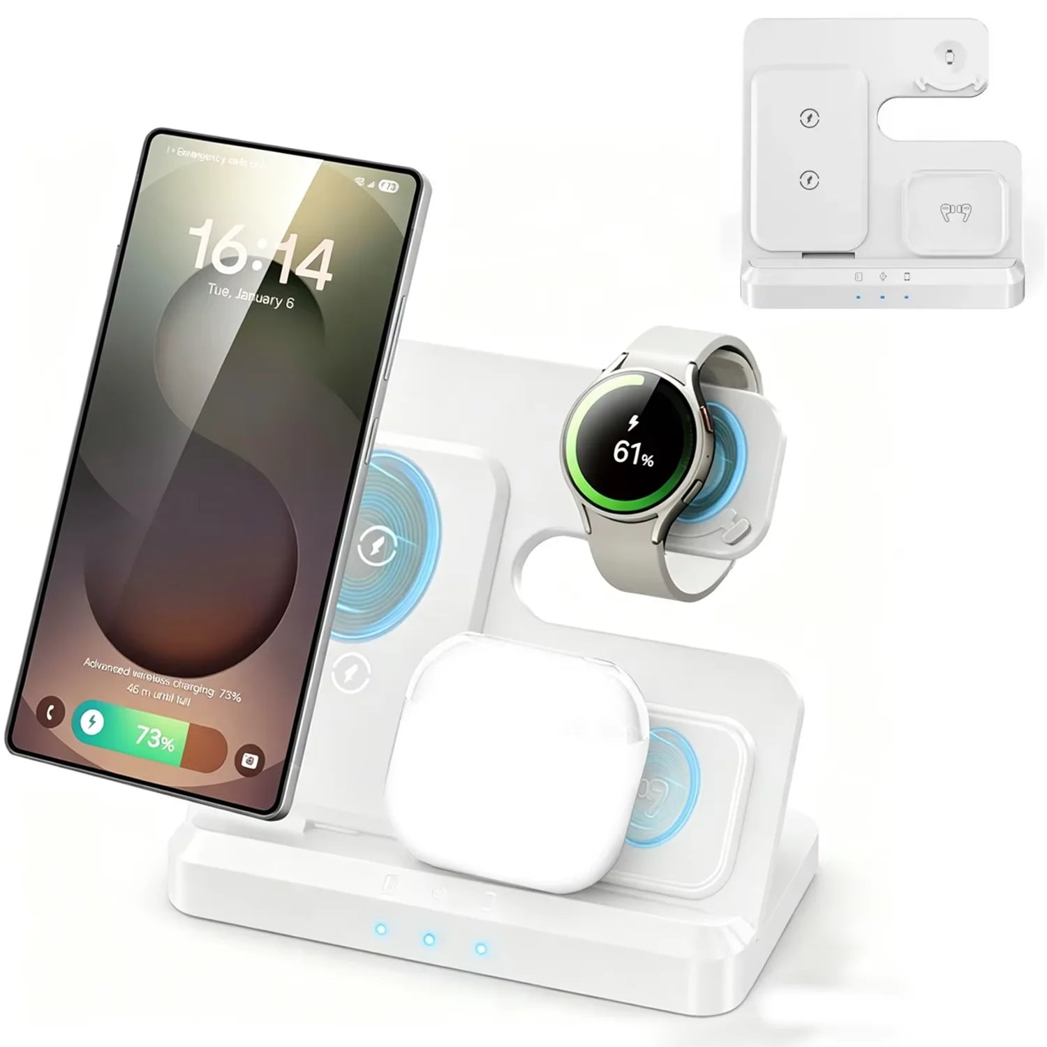 4-in-1 Wireless Charging Station with Alarm Clock Samsung