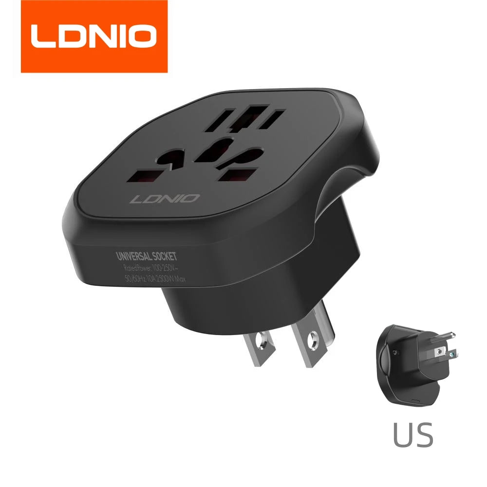LDNIO Universal Travel Adapter EU/KR to UK/US/AU Plug Converter