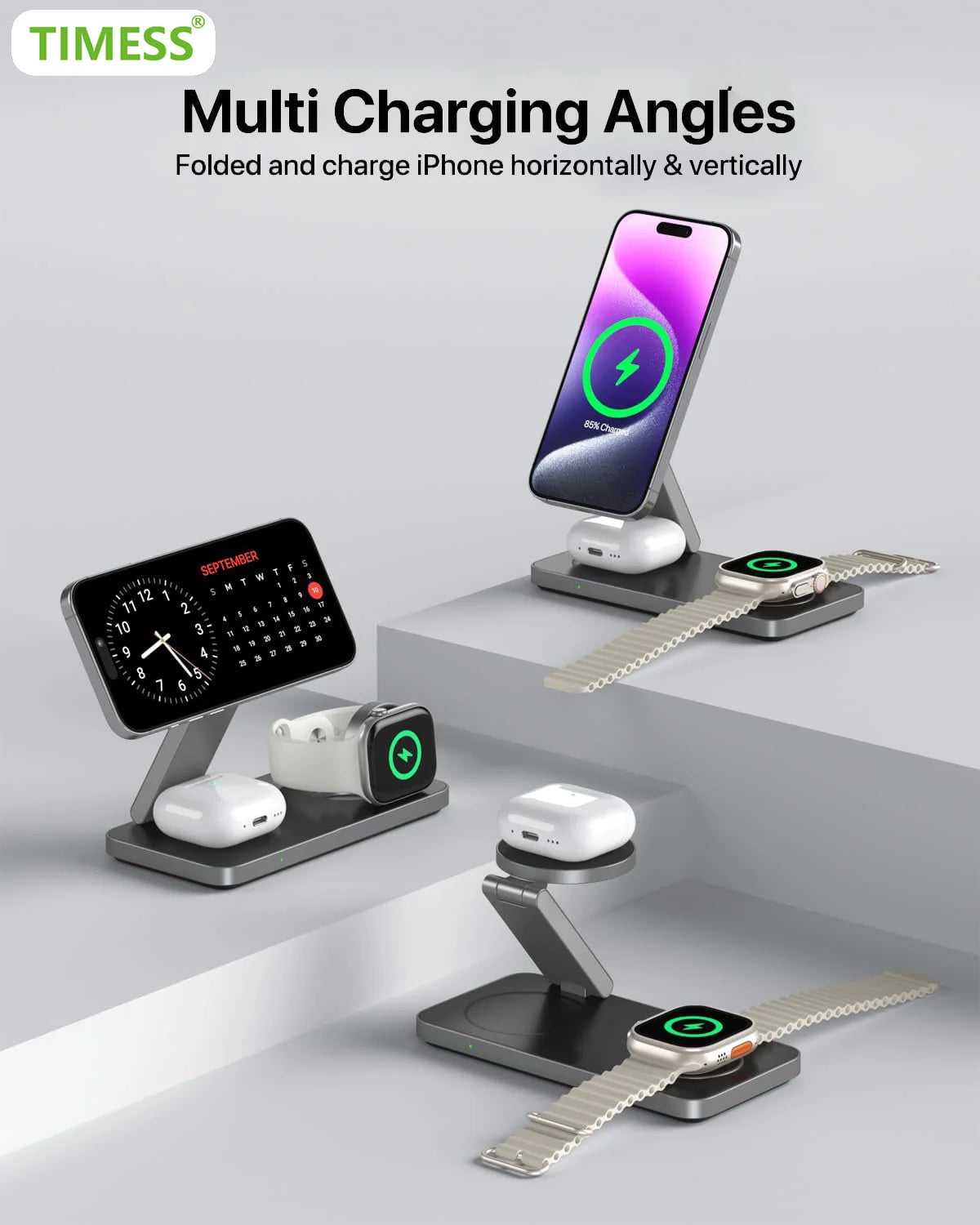 Foldable 3-in-1 Magnetic Wireless Charging Station