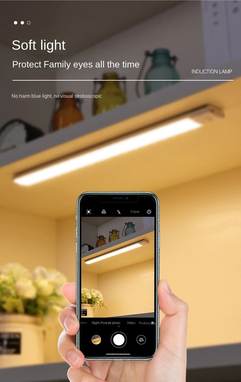 Aluminum Motion Sensor LED Cabinet Light – 3-in-1 Color, Magnetic Mount
