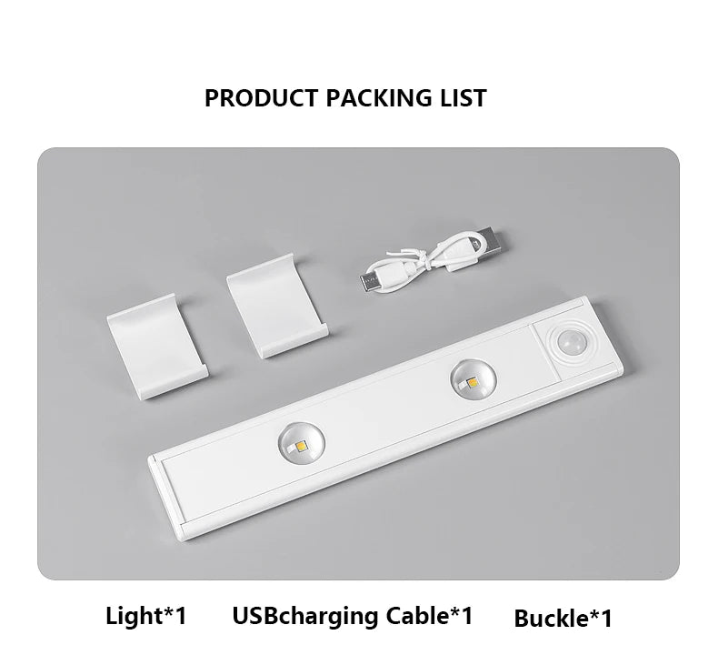 Wireless Motion Sensor LED Cabinet Light – 3 Color Temps, USB Rechargeable